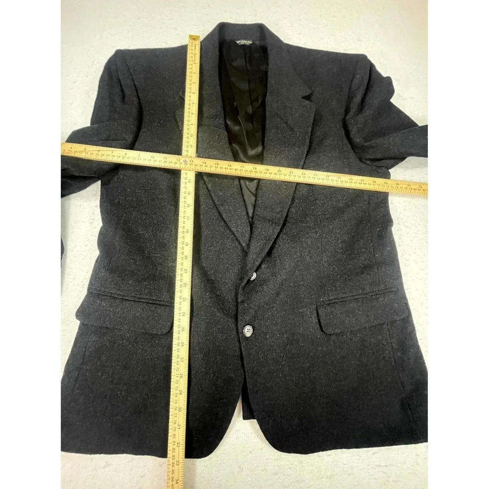 Vintage Bill Blass Blazer Jacket Mens Black Camel Hair Sport Coat Notch‎ Lapel